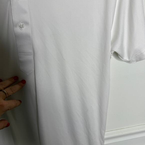 Collars & Co Dress Collar Polo Mens White Shirt Medium Performance Golf Casual - Picture 7 of 8